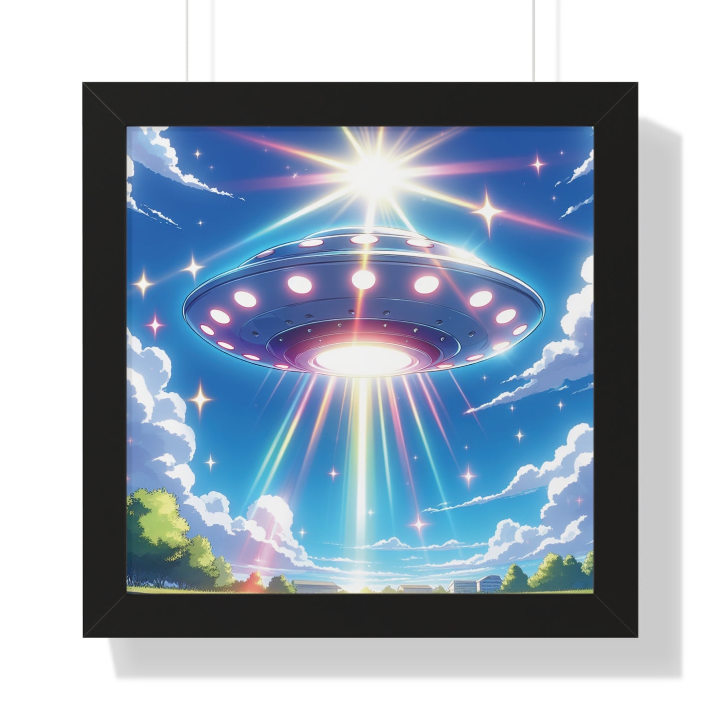 UFO Wall Art, UFO Gift, UFO Poster, Flying Saucer, Spaceship, Gift For Men, Gift for Husband, Gift for Boyfriend, Framed Vertical Poster