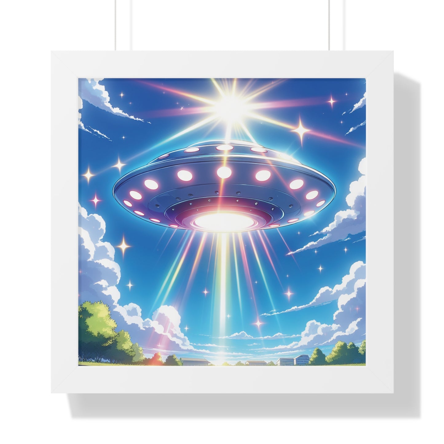 UFO Wall Art, UFO Gift, UFO Poster, Flying Saucer, Spaceship, Gift For Men, Gift for Husband, Gift for Boyfriend, Framed Vertical Poster