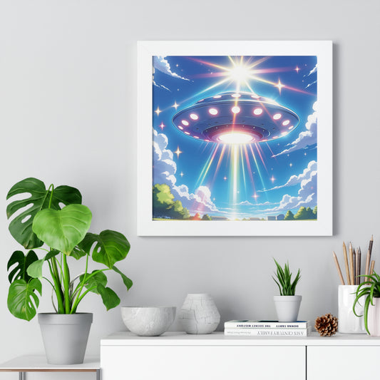 UFO Wall Art, UFO Gift,  UFO Poster, Flying Saucer, Spaceship, Gift For Men, Gift for Husband, Gift for Boyfriend, Framed Vertical Poster