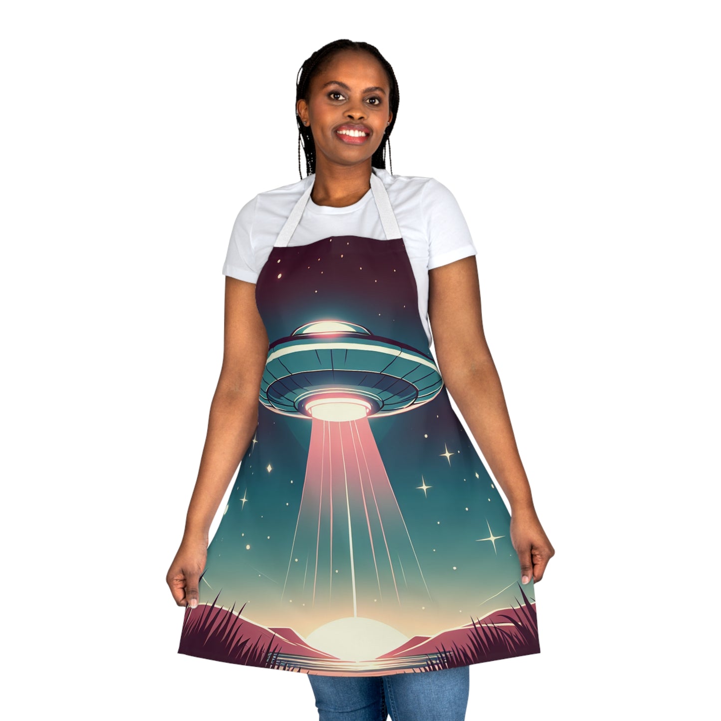 UFO Apron, Apron Gift, UFO Gift, Black or White Straps, Mens Apron, Womens Apron, Kitchen Gift, Baking Cooking Apron, Cosmic Aprons, Aliens