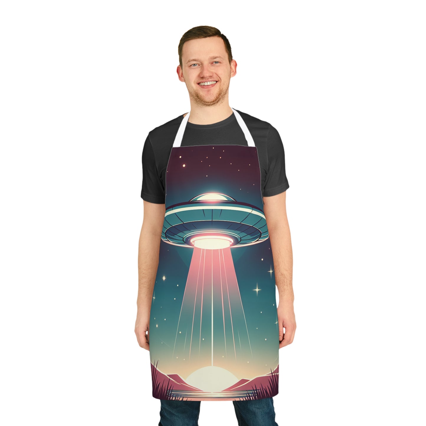 UFO Apron, Apron Gift, UFO Gift, Black or White Straps, Mens Apron, Womens Apron, Kitchen Gift, Baking Cooking Apron, Cosmic Aprons, Aliens