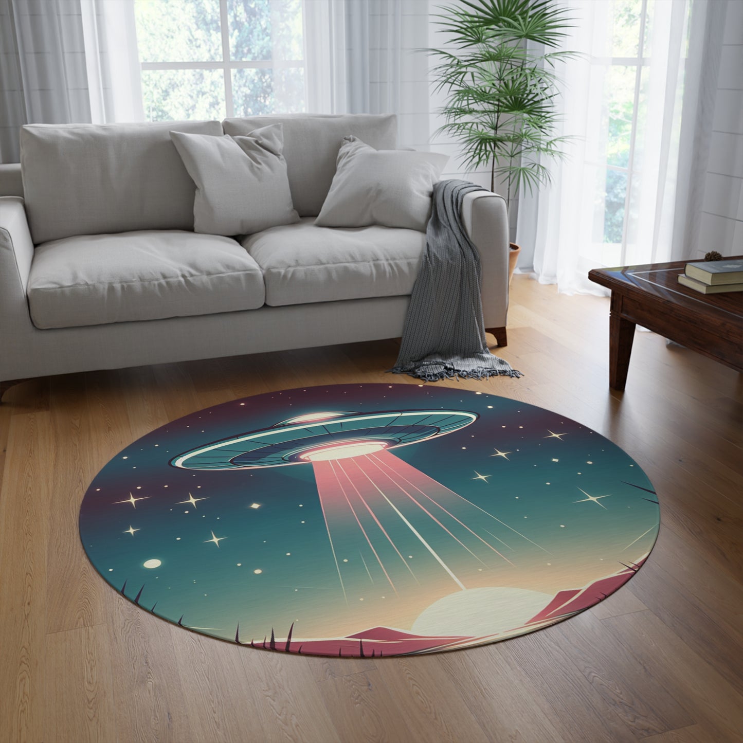 UFO Round Rug, Circle Rug, Cosmic Galatic Rug, Spiritual Rug, Bedroom, Teenager Rug, Lounge Rug, Playroom Rug, Boys Bedroom, Rug Gift, Alien