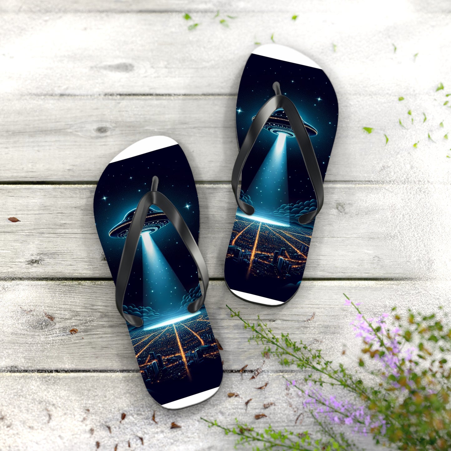 UFO Flip Flops - Black Mens Flip Flop's Thongs