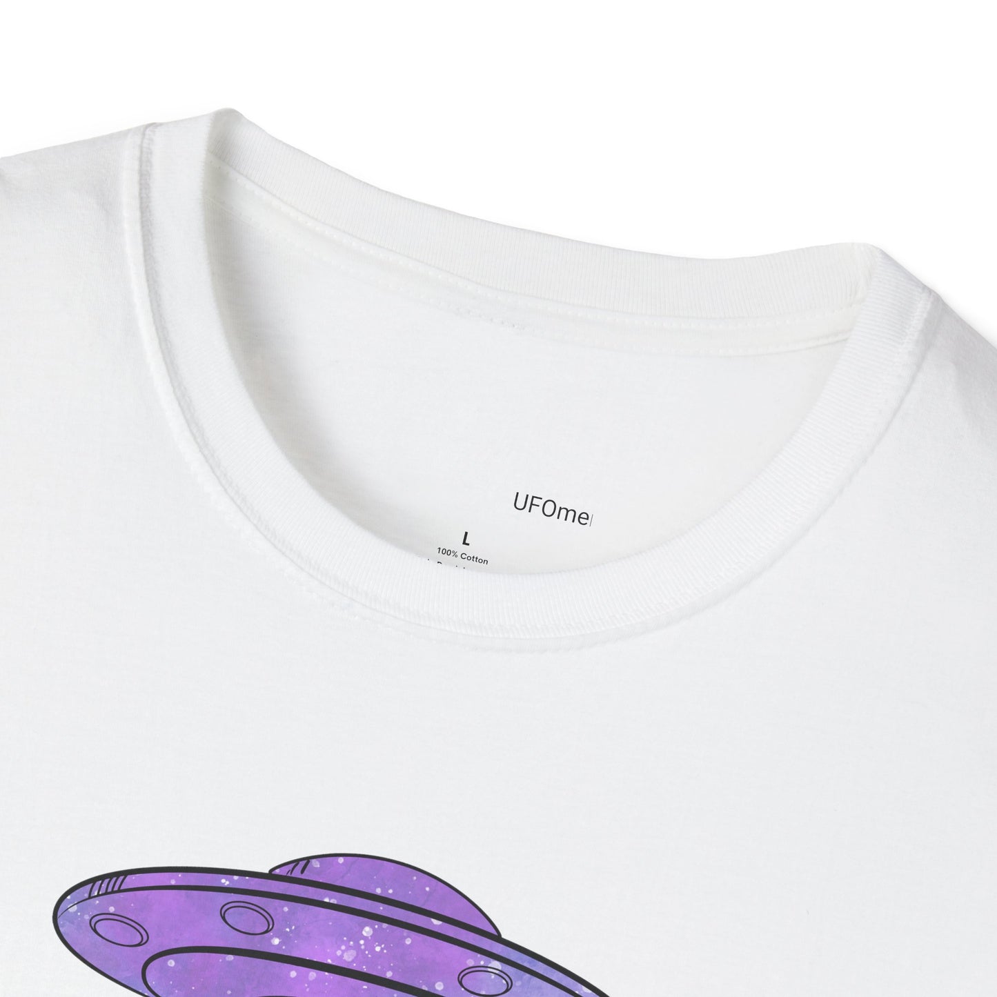 UFO Shirt - Believe - White & Purple Pink Design - Cotton Unisex Jersey Short Sleeve Tee - Womens & Mens T-Shirt