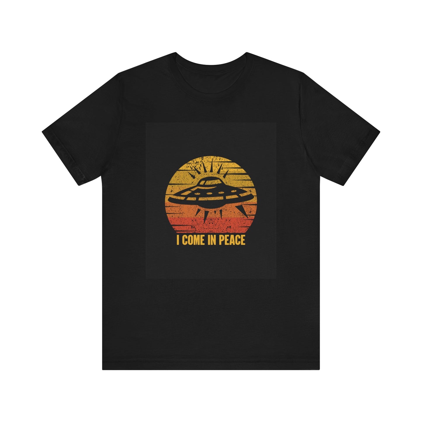 UFO Tshirt, Black Tee, Come In Peace T-Shirt, Unisex Jersey Short Sleeve Tee, Mom Gift, UFO Gift, Dad Gift, Mens Tshirt, Womens Tshirt, Tshirt Gift, Cosmic Tshirt, Aliens