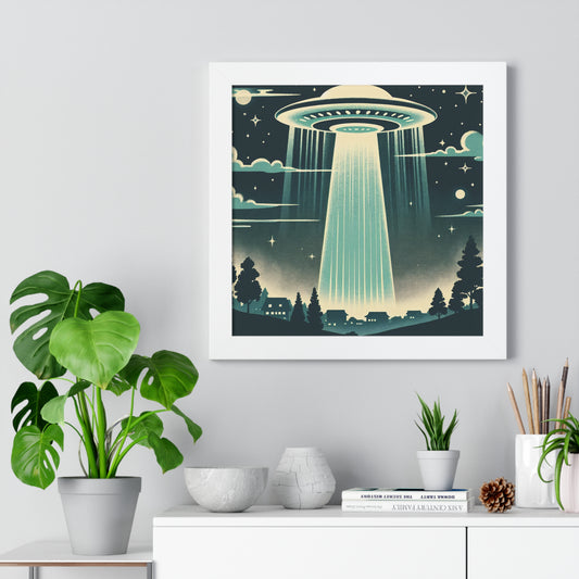 UFO Wall Art, UFO Gift,  UFO Poster, Flying Saucer, Spaceship, Gift For Men, Gift for Husband, Gift for Boyfriend, Framed Vertical Poster