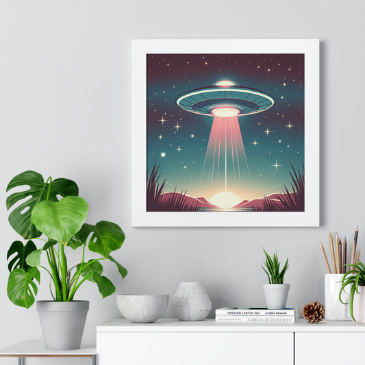 UFO Wall Art, UFO Gift, UFO Poster, Flying Saucer, Spaceship, Gift For Men, Gift for Husband, Gift for Boyfriend, Framed Vertical Poster