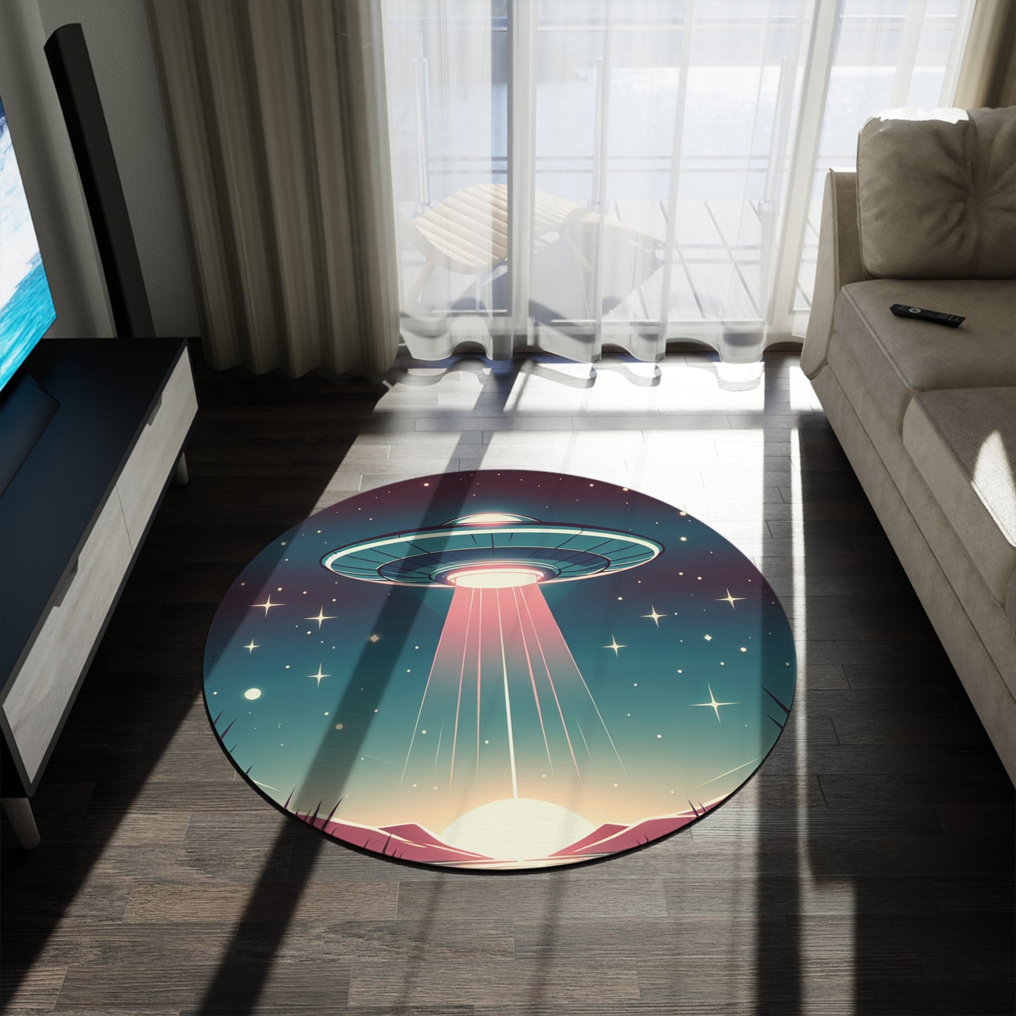 UFO Round Rug, Circle Rug, Cosmic Galatic Rug, Spiritual Rug, Bedroom, Teenager Rug, Lounge Rug, Playroom Rug, Boys Bedroom, Rug Gift, Alien