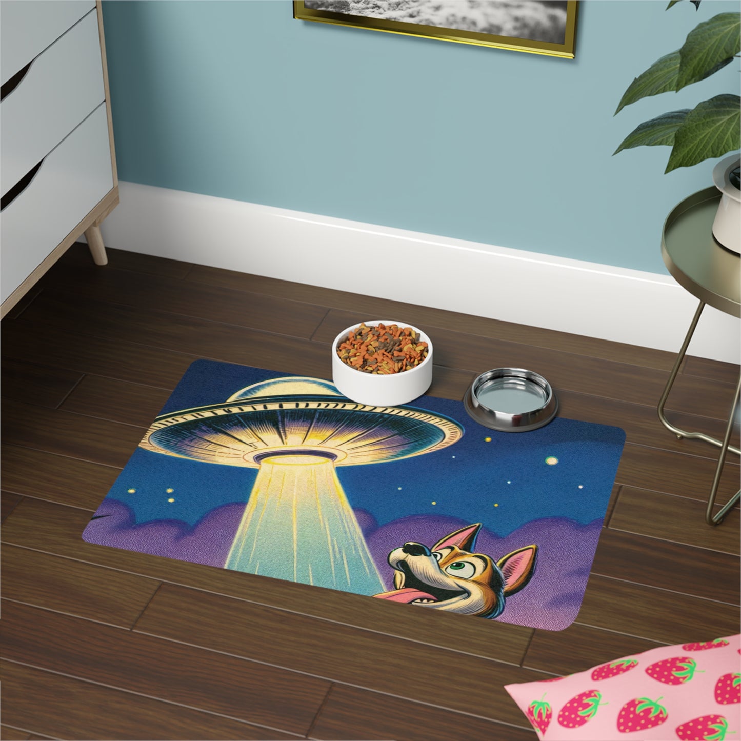 UFO Dog Pet Food Mat, Dog Bowl Mat, Dog Food Mat, Kitchen Dog Mat, Dog Placemat, Dog Mat for Food, Kitchen Dog Water Bowl Mat, Gift for Dog