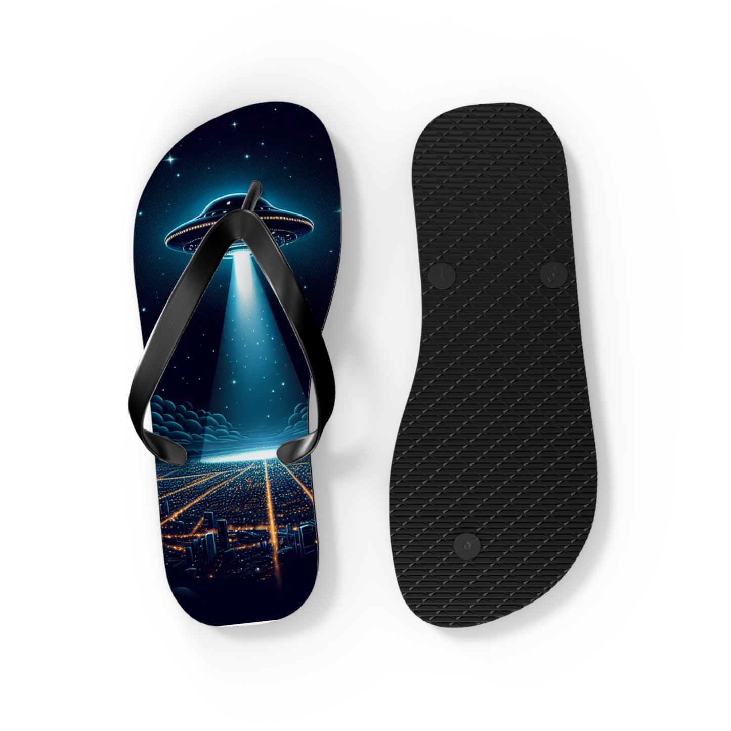 UFO Flip Flops - Black Mens Flip Flop's Thongs