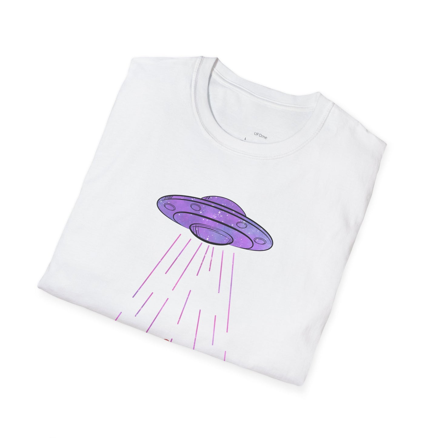 UFO Shirt - Believe - White & Purple Pink Design - Cotton Unisex Jersey Short Sleeve Tee - Womens & Mens T-Shirt